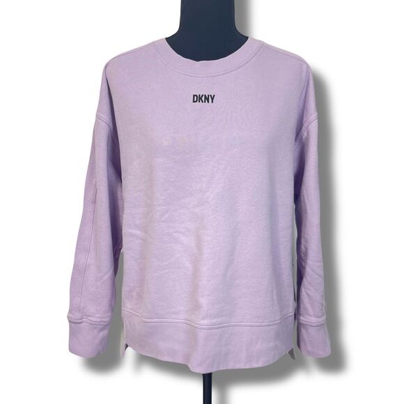 DKNY Semi-Cropped Crew Neck Sweatshirt Size Medium Purple - Picture 1 of 10